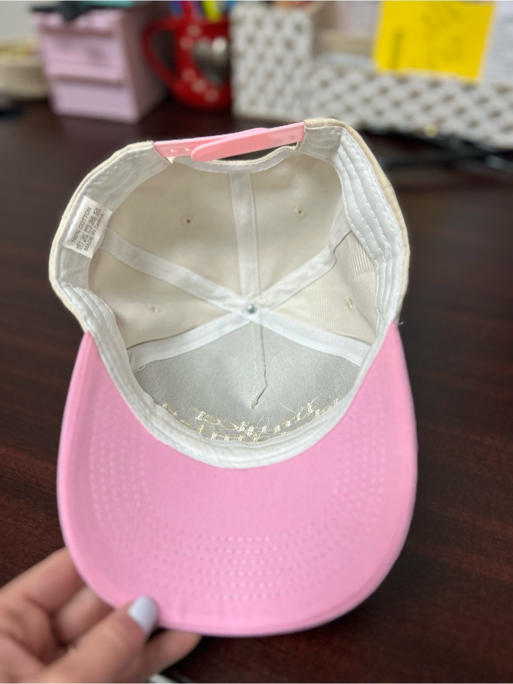 I’m Nicer When I’m Tan Embroidered Pink & Cream Adjustable Snapback Hat View 5